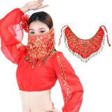 Maxbell Women's Belly Dance Tribal Face Veil Red