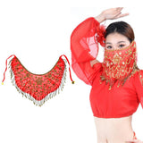 Maxbell Women's Belly Dance Tribal Face Veil Red