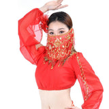Maxbell Women's Belly Dance Tribal Face Veil Red