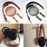 1 Set Leather Knitting Bag Bottom Mat Cushion Bag Strap with Buckles Black