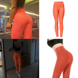 Maxbell Women Yoga Pants High Waist Push Up Workout Leggings L Orange