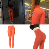 Maxbell Women Yoga Pants High Waist Push Up Workout Leggings L Orange