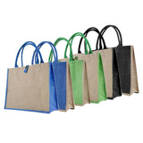 Women Casual Shoulder Bag Linen Color Block Tote Bag for Shopping Green