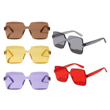 Women Rimless Square Sunglasses Retro Eyewear Sun Glasses Shades Red