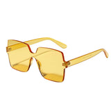 Women Rimless Square Sunglasses Retro Eyewear Sun Glasses Shades Yellow