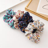 5Pcs Womens Flower Hair Scrunchies Colorful Hair Rope Ties Ponytail Holder