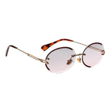 Women Rimless Diamond Cutting Sunglasses Eyewear Shades Gray+Pink