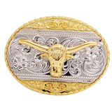 Maxbell Rodeo Engraved Golden Belts Buckle Metal Vintage Western Cowboy Ox Head