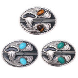 Gem Inlaid Belt Buckle Tigers Eye