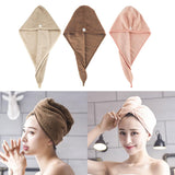 Absorbent Hair Drying Towel Twist Turban Long Hair Wrap Dry Shower Cap Beige