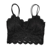 Lace Bralette Padded Lace Bandeau Bra with Straps for Women Black