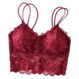 Lace Bralette Padded Lace Bandeau Bra with Straps for Women Red