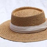 Wide Brim Sun Hat with Bowknot Summer Straw Sun Hat for Women White