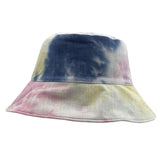 Vintage Outdoor Festival Tie Dye Bucket Hat Denim Blue+Yellow+Pink