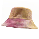 Vintage Outdoor Festival Tie Dye Bucket Hat Pink+Light Brown