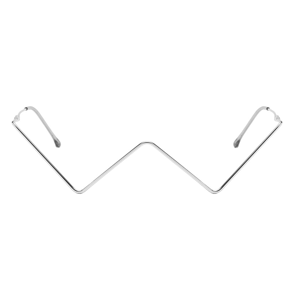 Women Frame Glasses W Shaped Small Half Frame without Lens Silver