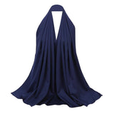 Women Plain Scarf Hijab Wrap Shawls Head Muslim Scarves Muffler Navy Blue