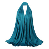 Women Plain Scarf Hijab Wrap Shawls Head Muslim Scarves Muffler Peacock Blue