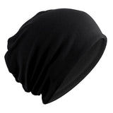 Unisex Soft Cotton Slouchy Baggy Beanie Chemo Hat Slouchy Cap Black