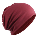 Unisex Soft Cotton Slouchy Baggy Beanie Chemo Hat Slouchy Cap Burgundy