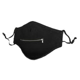 Adults Washable Breathable Face Mask Zipper Mouth Cover Fask Black