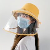 Maxbell Anti-saliva Protective Fisherman Hat Soft PVC Removable Face Shield Yellow