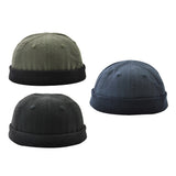 Fashion Skullcap Sailor Cap Rolled Cuff Brimless Beanie Hat 60cm Black