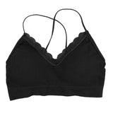 Maxbell Women Bralette Spaghetti Straps Comfort Bra Padded Camisole Crop Top Black