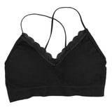 Maxbell Women Bralette Spaghetti Straps Comfort Bra Padded Camisole Crop Top Black