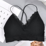 Maxbell Women Bralette Spaghetti Straps Comfort Bra Padded Camisole Crop Top Black