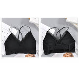 Maxbell Women Bralette Spaghetti Straps Comfort Bra Padded Camisole Crop Top Black