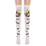 Castle Bats Printed High Thigh Sock Halloween Cosplay Over The Knee Stocking