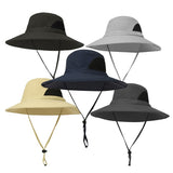 Mens Summer Sun Hat Fishing Hat Adjustable Chin Strap Foldable Dark Gray