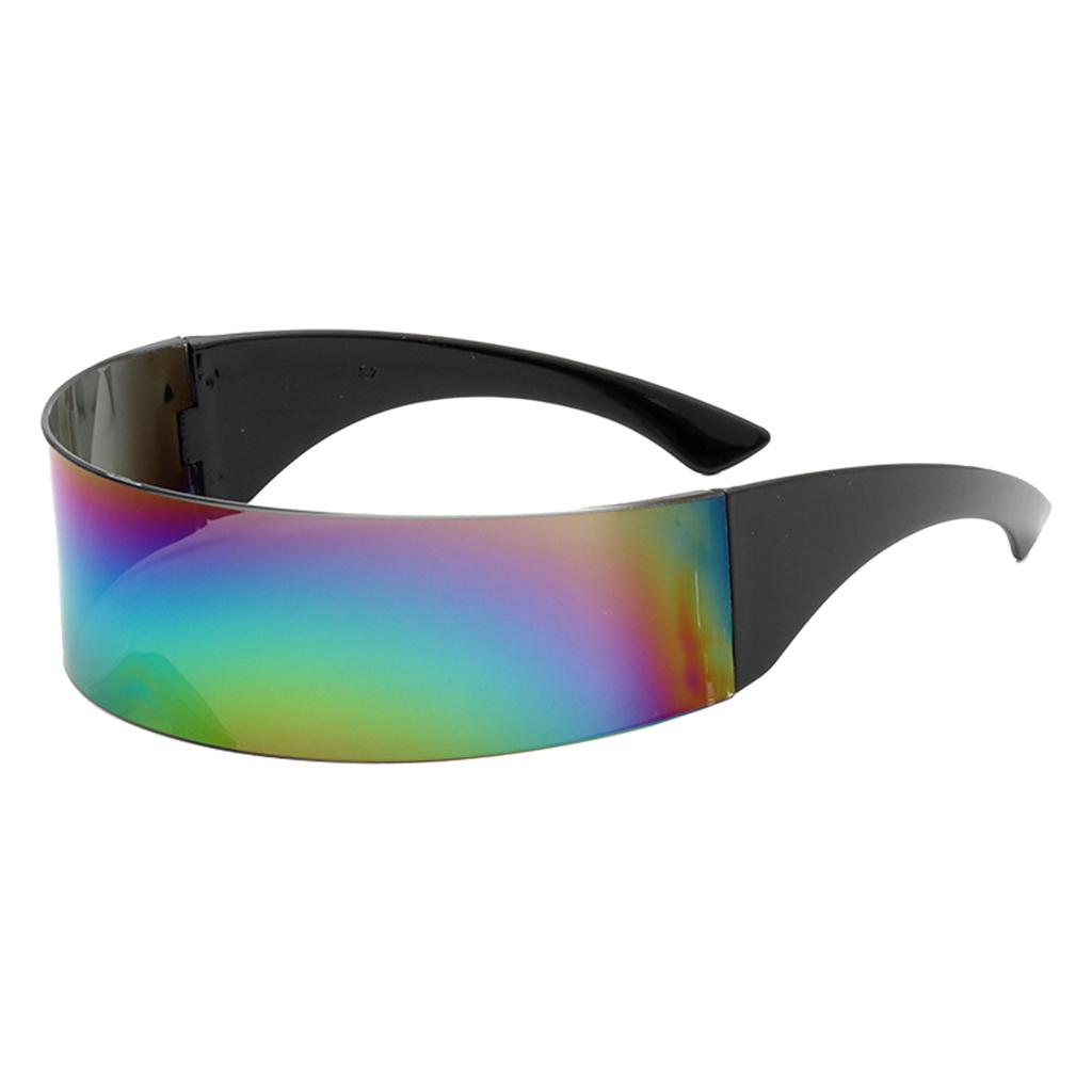 One Piece Shield Wrap Mirror Sunglasses Futuristic Glasses Prop Multicolor