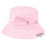 Cool Iron Ring Folding Travel Beach Fisherman Outdoor Bucket Cap Hat Pink