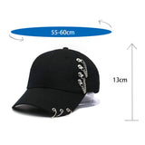 Hip Hop Baseball Cap Outdoor Metal Ring Snapback Casual Trucker Hat Black