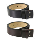 Leather Belt Snap-on Belt Strap 1.5''(38mm) Wide Belt No Buckle Black