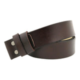 Leather Belt Snap-on Belt Strap 1.5''(38mm) Wide Belt No Buckle Coffee