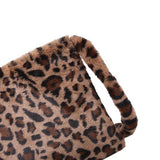 Plush Leopard Print Cross-body Shoulder Bag Handbag Bag Brown