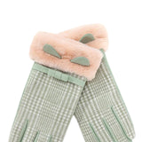 Elegant Touch Screen Gloves Soft Winter Women Plush Lined Glove Mitts Green