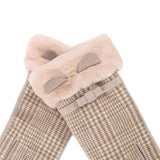 Elegant Touch Screen Gloves Soft Winter Women Plush Lined Glove Mitts Khaki