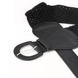 Elasticated Cinch Belt 3 Wide Stretch Waist Band Pin Clasp Buckle Black