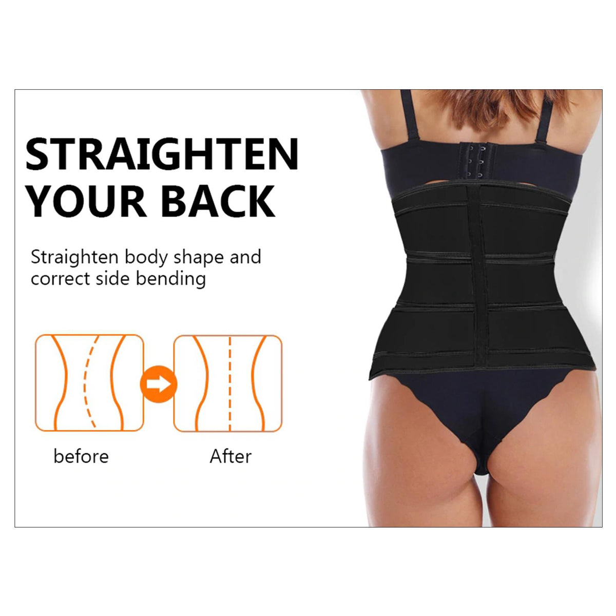 Neoprene Waist Trainer Corset Belt Body Shaper Slimming Shaper Black M
