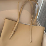 Women Leather Handbag Shoulder Bag Tote Purse Adjustable Handles Khaki