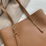 Women Leather Handbag Shoulder Bag Tote Purse Adjustable Handles Light Brown