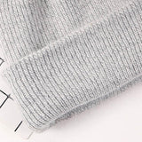 Women Knit Beanie Winter Solid Cashmere Ski Hat Beanies Skull Cap Light Gray