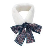 Faux Fur Collar Scarf Leopard Ribbon Scarves Ribbon White Collar