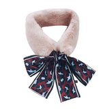 Faux Fur Collar Scarf Leopard Ribbon Scarves Ribbon Pink Collar