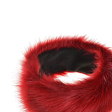 Ladies Russian Faux Fake Fur Hat Headband Winter Plush Earmuff Warmer Red