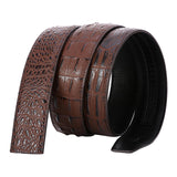 120cm Men Leather Ratchet Belt Waistband Strap For Automatic Buckle Brown 1